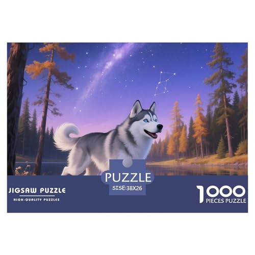 Sibirischer Husky Puzzles 1000 Teile Schwer Puzzle Spielzeug Lernspiel Impossible Haustier Hund Herausforderung Spielzeug Für Erwachsene Und Kinder Ab 14 Jahren 38x26cm/1000pcs von OWBASKPOZ