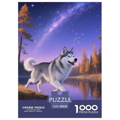 Sibirischer Husky Puzzles 1000 Teile Schwer Puzzle Spielzeug Lernspiel Impossible Haustier Hund Herausforderung Spielzeug Für Erwachsene Und Kinder Ab 14 Jahren 38x26cm/1000pcs von OWBASKPOZ