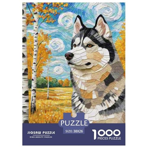 Sibirischer Husky Puzzles 1000 Teile Schwer Puzzle Spielzeug Lernspiel Impossible Haustier Hund Herausforderung Spielzeug Für Erwachsene Und Kinder Ab 14 Jahren 38x26cm/1000pcs von OWBASKPOZ