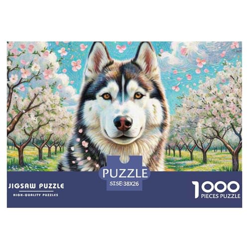 Sibirischer Husky Puzzles 1000 Teile Schwer Puzzle Spielzeug Lernspiel Impossible Haustier Hund Herausforderungsspielzeug Für Erwachsene Kinder 38x26cm/1000pcs von OWBASKPOZ