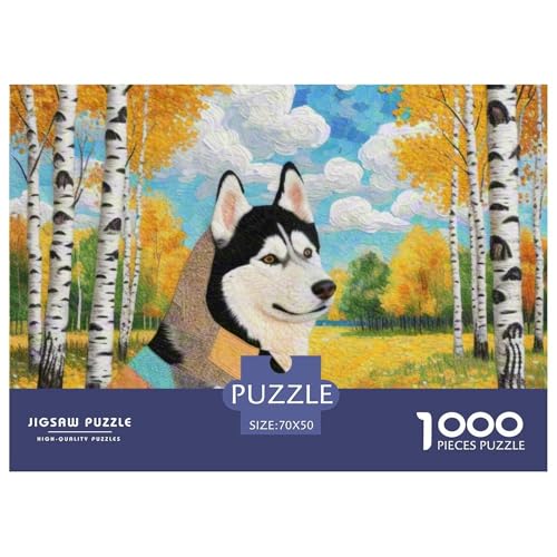 Sibirischer Husky Puzzles 1000 Teile Schwer Puzzle Spielzeug Lernspiel Impossible Haustier Hund Herausforderungsspielzeug Für Erwachsene Kinder 70x50cm/1000pcs von OWBASKPOZ