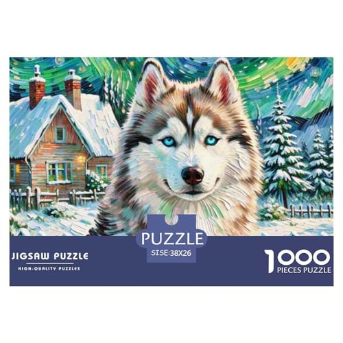 Sibirischer Husky Puzzles 1000 Teile Schwer Puzzle Spielzeug Lernspiel Impossible Haustier Hund Herausforderungsspielzeug Für Erwachsene Und Kinder Ab 14 Jahren 38x26cm/1000pcs von OWBASKPOZ