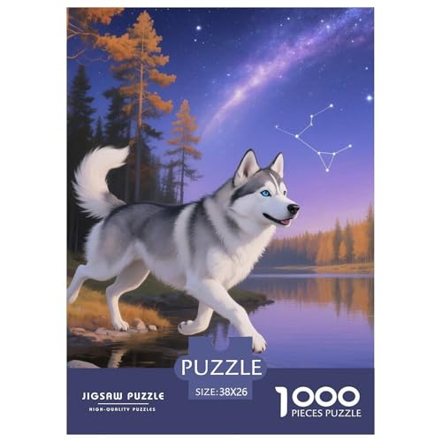 Sibirischer Husky Puzzles 1000 Teile Schwer Puzzle Spielzeug Lernspiel Impossible Haustier Hund Herausforderungsspielzeug Für Erwachsene Und Kinder Ab 14 Jahren 38x26cm/1000pcs von OWBASKPOZ