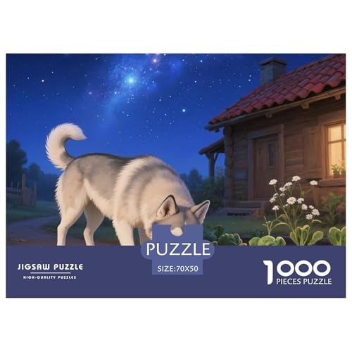 Sibirischer Husky Puzzles 1000 Teile Schwer Puzzle Spielzeug Lernspiel Impossible Haustier Hund Herausforderungsspielzeug Für Erwachsene Und Kinder Ab 14 Jahren 70x50cm/1000pcs von OWBASKPOZ