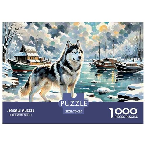 Sibirischer Husky Puzzles 1000 Teile Schwer Puzzle Spielzeug Lernspiel Impossible Haustier Hund Herausforderungsspielzeug Für Erwachsene Und Kinder Ab 14 Jahren 70x50cm/1000pcs von OWBASKPOZ