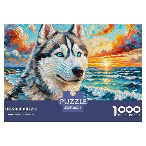 Sibirischer Husky Puzzles 1000 Teile Schwer Puzzle Spielzeug Lernspiel Impossible Haustier Hund Herausforderungsspielzeug Für Erwachsene Und Kinder in Bewährter 38x26cm/1000pcs von OWBASKPOZ