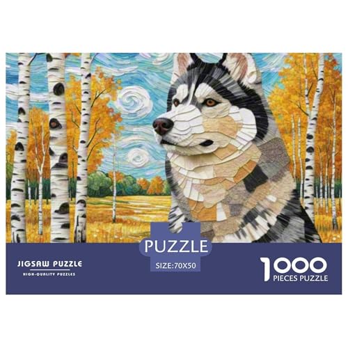 Sibirischer Husky Puzzles 1000 Teile Schwer Puzzle Spielzeug Lernspiel Impossible Haustier Hund Herausforderungsspielzeug Für Erwachsene Und Kinder in Bewährter 70x50cm/1000pcs von OWBASKPOZ