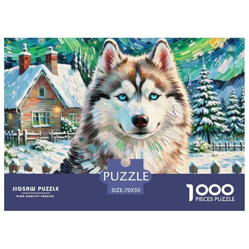 Sibirischer Husky Puzzles 1000 Teile Schwer Puzzle Spielzeug Lernspiel Impossible Haustier Hund Herausforderungsspielzeug Für Erwachsene Und Kinder in Bewährter 70x50cm/1000pcs von OWBASKPOZ
