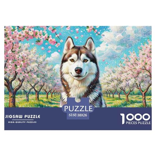 Sibirischer Husky Puzzles 1000 Teile Schwer Puzzle Spielzeug Pädagogisches Spiel Impossible Haustier Hund Herausforderung Spielzeug Für Erwachsene Kinder 38x26cm/1000pcs von OWBASKPOZ