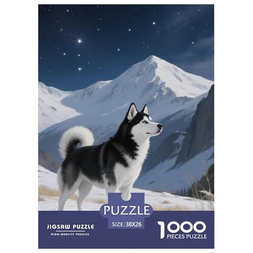 Sibirischer Husky Puzzles 1000 Teile Schwer Puzzle Spielzeug Pädagogisches Spiel Impossible Haustier Hund Herausforderung Spielzeug Für Erwachsene Und Kinder Ab 12 Jahren 38x26cm/1000pcs von OWBASKPOZ