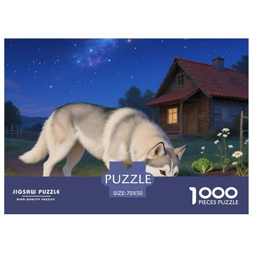 Sibirischer Husky Puzzles 1000 Teile Schwer Puzzle Spielzeug Pädagogisches Spiel Impossible Haustier Hund Herausforderung Spielzeug Für Erwachsene Und Kinder Ab 14 Jahren 70x50cm/1000pcs von OWBASKPOZ