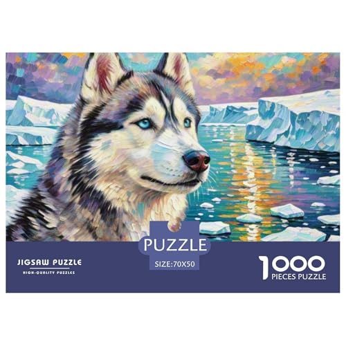 Sibirischer Husky Puzzles 1000 Teile Schwer Puzzle Spielzeug Pädagogisches Spiel Impossible Haustier Hund Herausforderung Spielzeug Für Erwachsene Und Kinder Ab 14 Jahren 70x50cm/1000pcs von OWBASKPOZ