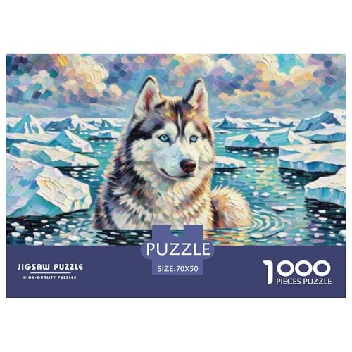 Sibirischer Husky Puzzles 1000 Teile Schwer Puzzle Spielzeug Pädagogisches Spiel Impossible Haustier Hund Herausforderungsspielzeug Für Erwachsene Kinder 70x50cm/1000pcs von OWBASKPOZ