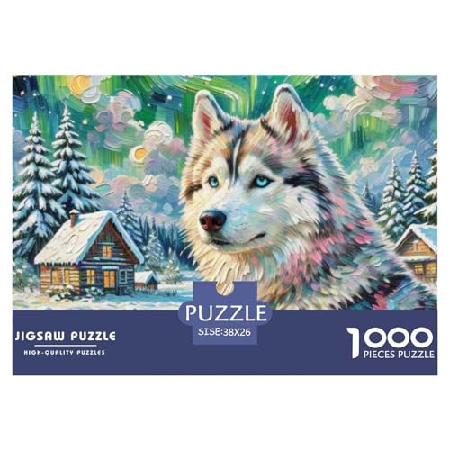 Sibirischer Husky Puzzles 1000 Teile Schwer Puzzle Spielzeug Pädagogisches Spiel Impossible Haustier Hund Herausforderungsspielzeug Für Erwachsene Und Kinder Ab 12 Jahren 38x26cm/1000pcs von OWBASKPOZ