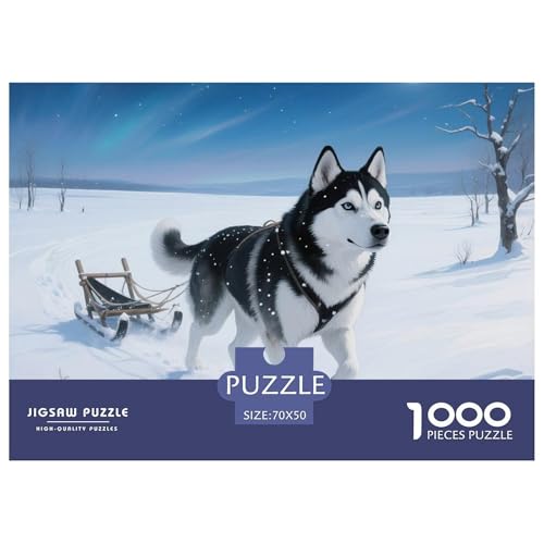 Sibirischer Husky Puzzles 1000 Teile Schwer Puzzle Spielzeug Pädagogisches Spiel Impossible Haustier Hund Herausforderungsspielzeug Für Erwachsene Und Kinder Ab 12 Jahren 70x50cm/1000pcs von OWBASKPOZ