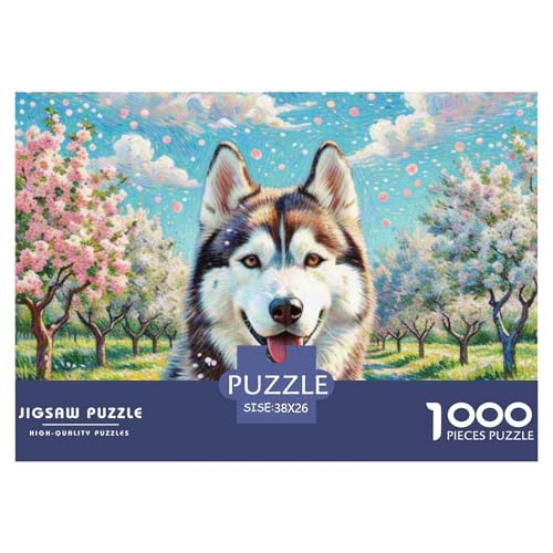 Sibirischer Husky Puzzles 1000 Teile Schwer Puzzle Spielzeug Pädagogisches Spiel Impossible Haustier Hund Herausforderungsspielzeug Für Erwachsene Und Kinder Ab 14 Jahren 38x26cm/1000pcs von OWBASKPOZ