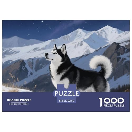 Sibirischer Husky Puzzles 1000 Teile Schwer Puzzle Spielzeug Pädagogisches Spiel Impossible Haustier Hund Herausforderungsspielzeug Für Erwachsene Und Kinder Ab 14 Jahren 70x50cm/1000pcs von OWBASKPOZ