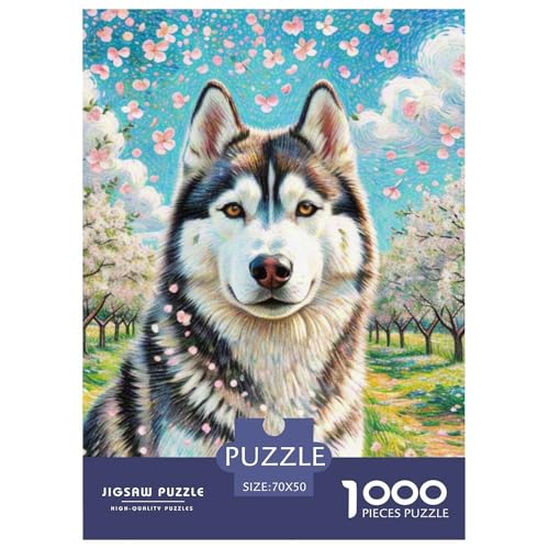 Sibirischer Husky Puzzles 1000 Teile Schwer Puzzle Spielzeug Pädagogisches Spiel Impossible Haustier Hund Herausforderungsspielzeug Für Erwachsene Und Kinder Ab 14 Jahren 70x50cm/1000pcs von OWBASKPOZ