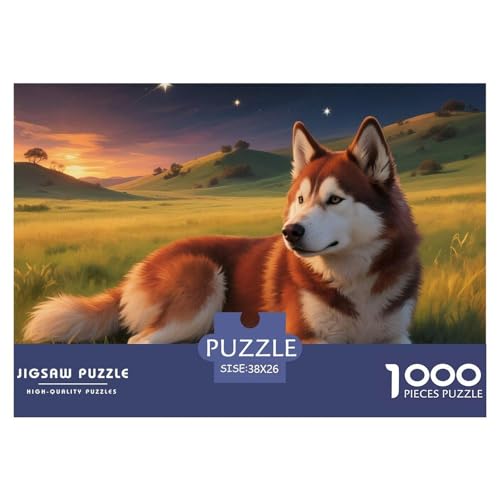 Sibirischer Husky Puzzles 1000 Teile Schwer Puzzle Spielzeug Pädagogisches Spiel Impossible Haustier Hund Herausforderungsspielzeug Für Erwachsene Und Kinder in Bewährter 38x26cm/1000pcs von OWBASKPOZ
