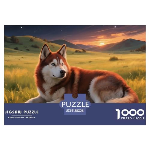 Sibirischer Husky Puzzles 1000 Teile Schwer Puzzle Spielzeug Pädagogisches Spiel Impossible Haustier Hund Herausforderungsspielzeug Für Erwachsene Und Kinder in Bewährter 38x26cm/1000pcs von OWBASKPOZ
