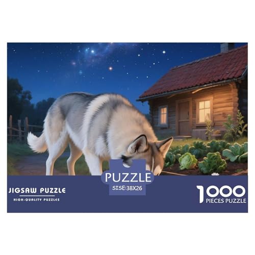 Sibirischer Husky Puzzles 1000 Teile Schwer Puzzle Spielzeug Pädagogisches Spiel Impossible Haustier Hund Herausforderungsspielzeug Für Erwachsene Und Kinder in Bewährter 38x26cm/1000pcs von OWBASKPOZ