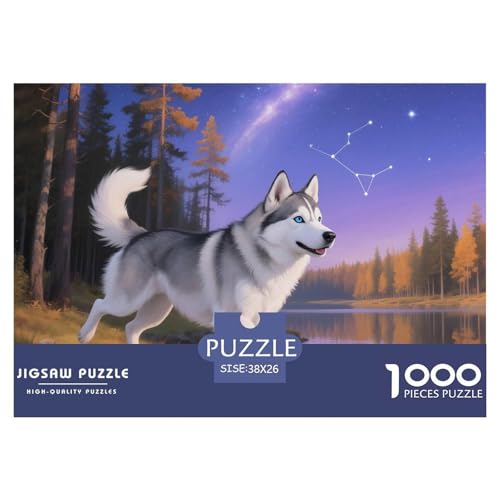 Sibirischer Husky Puzzles 1000 Teile Schwer Puzzle Spielzeug Pädagogisches Spiel Impossible Haustier Hund Herausforderungsspielzeug Für Erwachsene Und Kinder in Bewährter 38x26cm/1000pcs von OWBASKPOZ