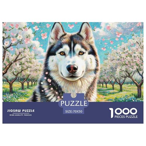 Sibirischer Husky Puzzles 1000-teilige Schwer Puzzle Spielzeug Lernspiel Impossible Haustier Hund Herausforderungsspielzeug Für Erwachsene Kinder 70x50cm/1000pcs von OWBASKPOZ