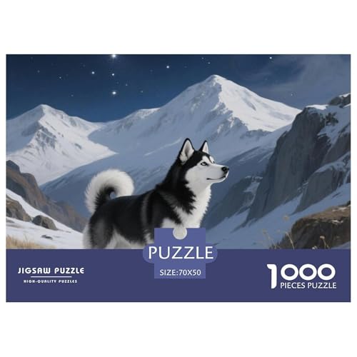 Sibirischer Husky Puzzles 1000-teilige Schwer Puzzle Spielzeug Lernspiel Impossible Haustier Hund Herausforderungsspielzeug Für Erwachsene Kinder 70x50cm/1000pcs von OWBASKPOZ