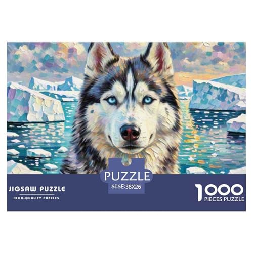Sibirischer Husky Puzzles 1000-teilige Schwer Puzzle Spielzeug Lernspiel Impossible Haustier Hund Herausforderungsspielzeug Für Erwachsene Und Kinder in Bewährter 38x26cm/1000pcs von OWBASKPOZ