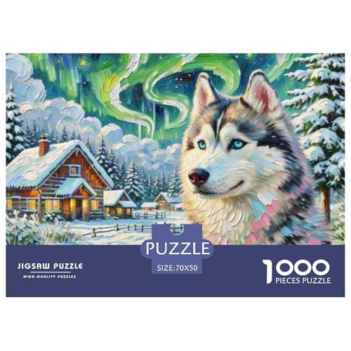 Sibirischer Husky Puzzles 1000-teilige Schwer Puzzle Spielzeug Lernspiel Impossible Haustier Hund Herausforderungsspielzeug Für Erwachsene Und Kinder in Bewährter 70x50cm/1000pcs von OWBASKPOZ