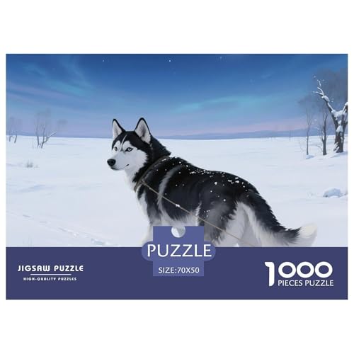 Sibirischer Husky Puzzles 1000-teilige Schwer Puzzle Spielzeug Lernspiel Impossible Haustier Hund Herausforderungsspielzeug Für Erwachsene Und Kinder in Bewährter 70x50cm/1000pcs von OWBASKPOZ