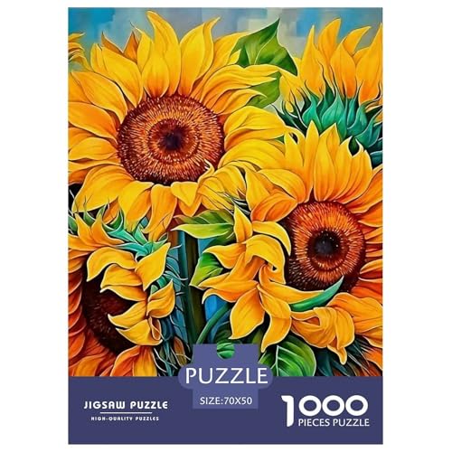 Sonnenblumen Puzzle 1000 Teile Schwer Puzzle Spielzeug Lernspiel Impossible Herausforderung Spielzeug Für Erwachsene Und Kinder in Bewährter 70x50cm/1000pcs von OWBASKPOZ