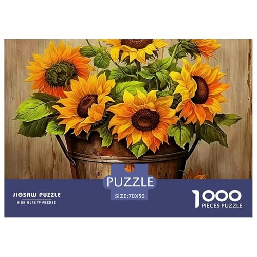 Sonnenblumen Puzzle 1000 Teile Schwer Puzzle Spielzeug Pädagogisches Spiel Impossible Herausforderungsspielzeug Für Erwachsene Und Kinder in Bewährter 70x50cm/1000pcs von OWBASKPOZ