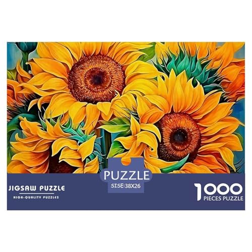 Sonnenblumen Puzzle 1000-teilige Schwer Puzzle Spielzeug Pädagogisches Spiel Impossible Herausforderung Spielzeug Für Erwachsene Kinder 38x26cm/1000pcs von OWBASKPOZ