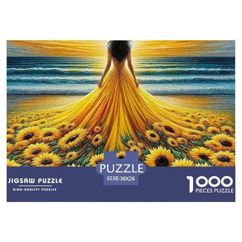 Sonnenblumen Puzzle 1000-teilige Schwer Puzzle Spielzeug Pädagogisches Spiel Impossible Herausforderungsspielzeug Für Erwachsene Kinder 38x26cm/1000pcs von OWBASKPOZ