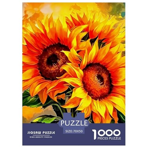 Sonnenblumen Puzzle 1000-teilige Schwer Puzzle Spielzeug Pädagogisches Spiel Impossible Herausforderungsspielzeug Für Erwachsene Kinder 70x50cm/1000pcs von OWBASKPOZ