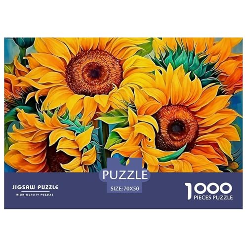 Sonnenblumen Puzzle 1000-teilige Schwer Puzzle Spielzeug Pädagogisches Spiel Impossible Herausforderungsspielzeug Für Erwachsene Kinder 70x50cm/1000pcs von OWBASKPOZ