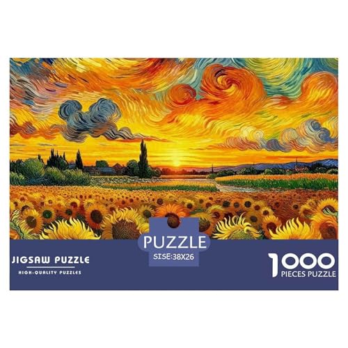 Sonnenblumen Puzzle 1000-teilige Schwer Puzzle Spielzeug Pädagogisches Spiel Impossible Herausforderungsspielzeug Für Erwachsene Und Kinder in Bewährter 38x26cm/1000pcs von OWBASKPOZ