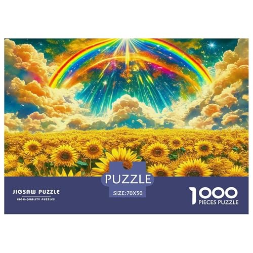 Sonnenblumen Puzzles 1000 Teile Schwer Puzzle Spielzeug Pädagogisches Spiel Impossible Herausforderungsspielzeug Für Erwachsene Kinder 70x50cm/1000pcs von OWBASKPOZ