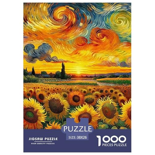 Sonnenblumen Puzzles 1000-teilige Schwer Puzzle Spielzeug Lernspiel Impossible Herausforderungsspielzeug Für Erwachsene Kinder 38x26cm/1000pcs von OWBASKPOZ