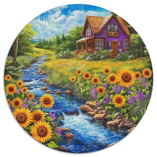 SonnenblumenRundes Puzzle Rund,Puzzles 1000 Teile Für Kreative Erwachsene Und KinderPuzzl Stressfreisetzung Spielzeug1000pcs (67.5x67.5cm) von OWBASKPOZ