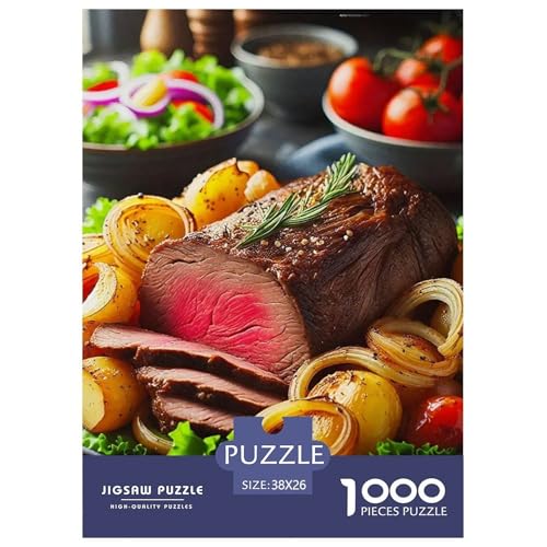 Steak Puzzle 1000 Teile Schwer Puzzle Spielzeug Lernspiel Impossible Herausforderungsspielzeug Für Erwachsene Kinder 38x26cm/1000pcs von OWBASKPOZ