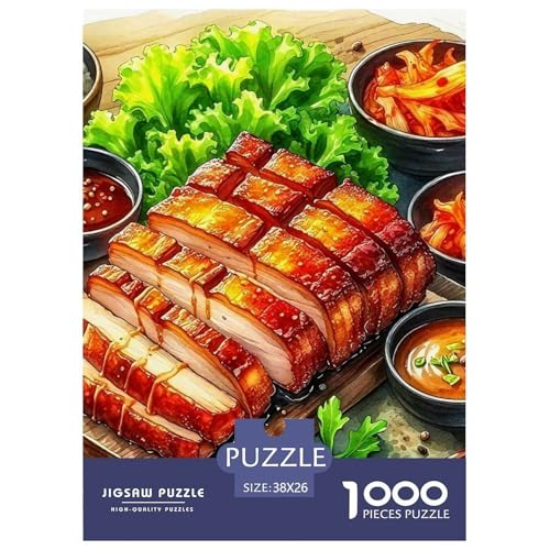 Steak Puzzle 1000-teilige Schwer Puzzle Spielzeug Pädagogisches Spiel Impossible Herausforderungsspielzeug Für Erwachsene Kinder 38x26cm/1000pcs von OWBASKPOZ