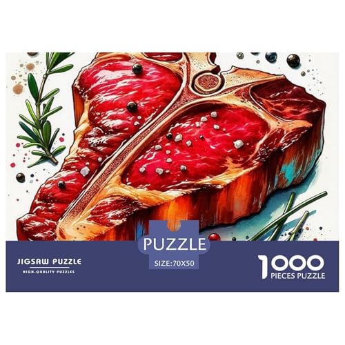 Steak Puzzle 1000-teilige Schwer Puzzle Spielzeug Pädagogisches Spiel Impossible Herausforderungsspielzeug Für Erwachsene Kinder 70x50cm/1000pcs von OWBASKPOZ