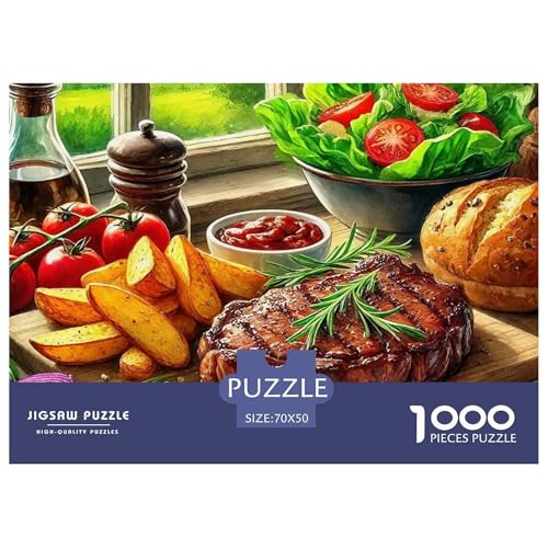 Steak Puzzles 1000 Teile Schwer Puzzle Spielzeug Pädagogisches Spiel Impossible Herausforderungsspielzeug Für Erwachsene Kinder 70x50cm/1000pcs von OWBASKPOZ