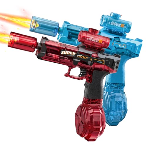 Elektrische Wasserpistole mit LED-Leuchtfeuer | 320ml Wassertank & 8m Reichweite | ABS-Sicherheitsmaterial | Für Kinder & Erwachsene | Sommer-Spielzeug für Strand/Pool/Garten (Blau+Rot) von OWJHE