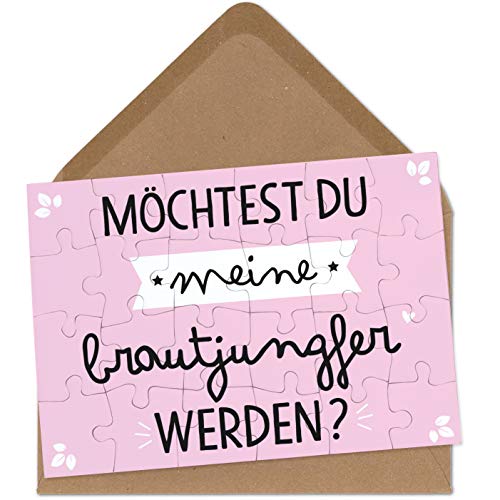 OWLBOOK Brautjungfer Fragen Puzzle mit Brief-Umschlag Geschenke Geschenkideen für Brautjungfer zur Hochzeit & Verlobung von OWLBOOK