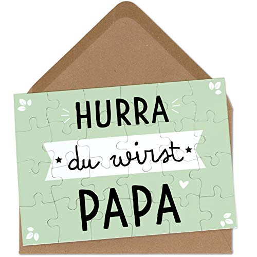 OWLBOOK Du wirst Papa Puzzle mit Brief-Umschlag Geschenke Geschenkideen für die Familie zur Geburt & Schwangerschaft verkünden von OWLBOOK