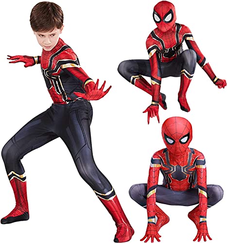 OWOAOOwl Spiderman Kostüm Kinder,Superheld 3D Anime Anzug,Kinder Faschingskostüme Zubehör,Junge Cosplay Party Ankleiden Jumpsuit,Halloween Weihnachten Karneval Party Kostüm von OWOAOOwl