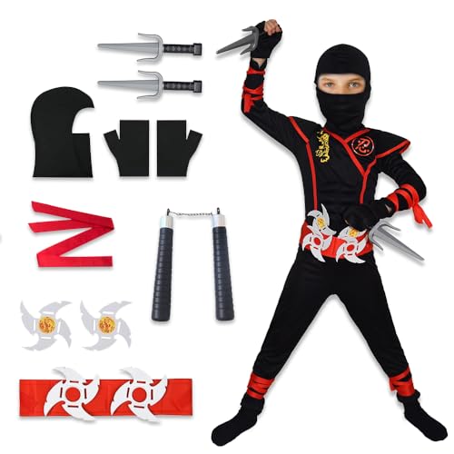 OWOAOOwl Ninja Muscle Costume with Ninja Foam Accessories Best Children's Gifts Ninja Costume Boys & Girls Halloween Luxury Costume Dragon A-M von OWOAOOwl